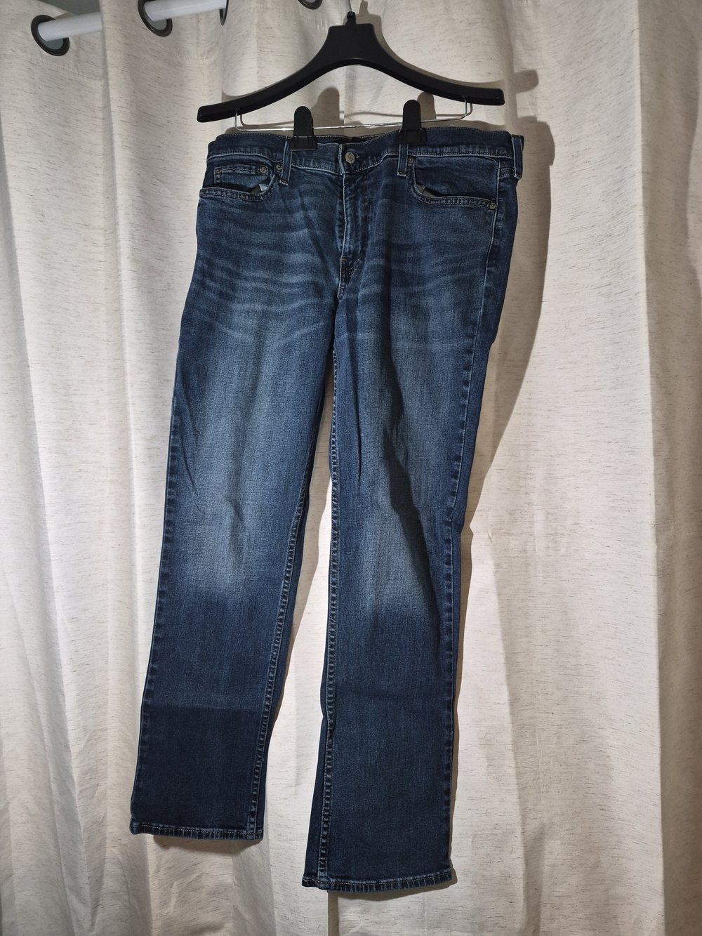 Helix Mens Blue Medium Wash Denim Jeans Straight Fit 5-Pocket Zip/Button